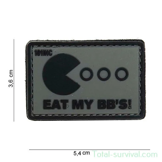 101 INC 3D PVC patch  » Eat my BB&rsquo;s  » Grey/Black