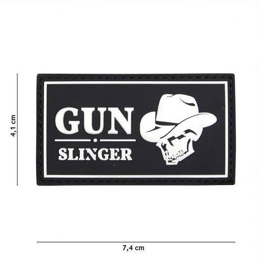 101 Inc 3D PVC Patch Gun slinger skull cowboy noir #16120