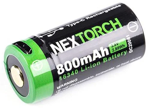 26.041946 – NEXTORCH Batterie rechargeable 16340 3.6V 800 mAh USB-C