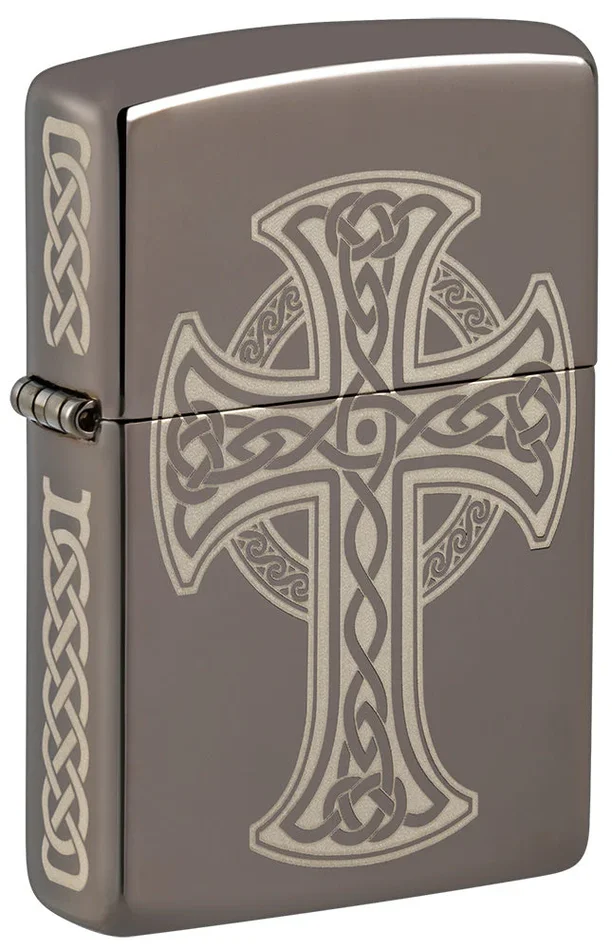60006538 – ZIPPO Celtic Cross Black Ice Laser Engraved