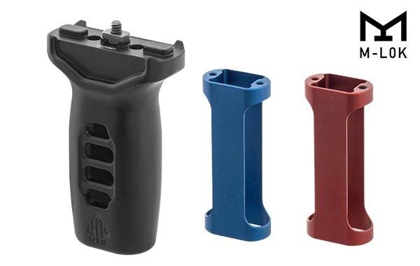A67018 – Grip Super slim M-LOK avec inserts rouge et bleu