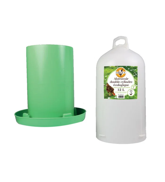 Abreuvoir double cylindre Ligne Verte 12L CHICK’A