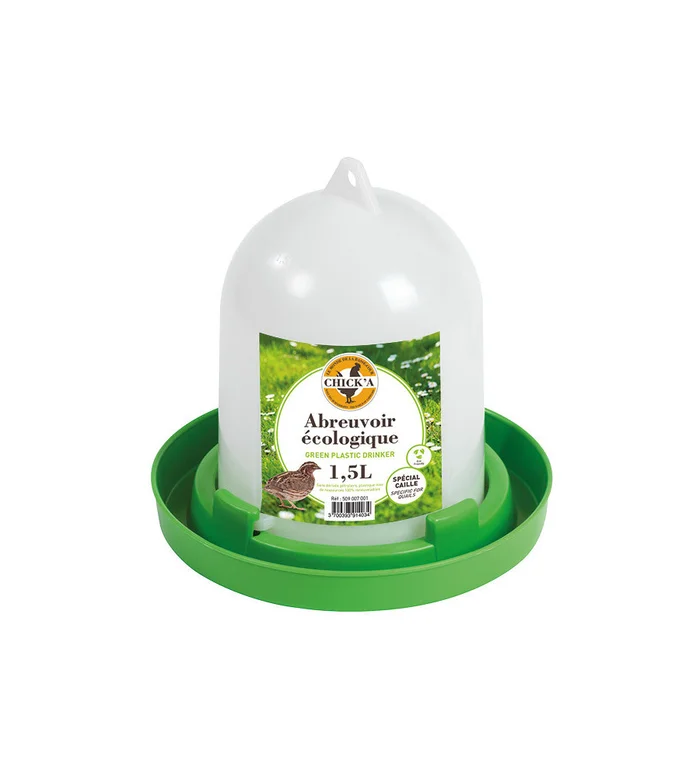 Abreuvoir plastique ligne verte pour caille 1.5L