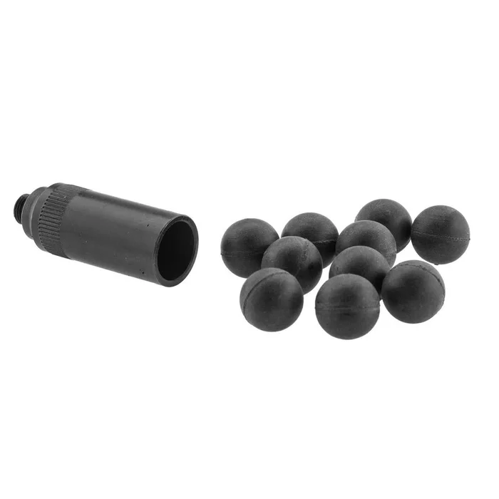 Adaptateur pour Armes d’Alarme SAPL – Filetage 10 mm x 100 – Inclus 10 Projectiles Self Gomm Calibre 18 mm – Sécurité et Polyval