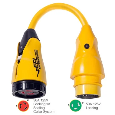 Adaptateur queue de cochon Marinco P503-30 EEL 30A-125V femelle vers 50A-125V mâle – Jaune