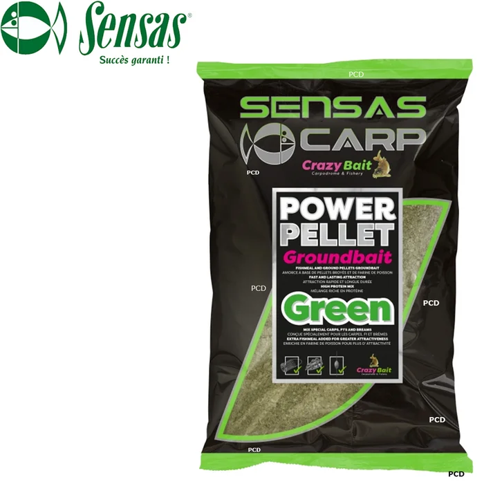 AMORCE SENSAS BIG BAG GROUNDBAIT UK POWER PELLETS GREEN 2KG