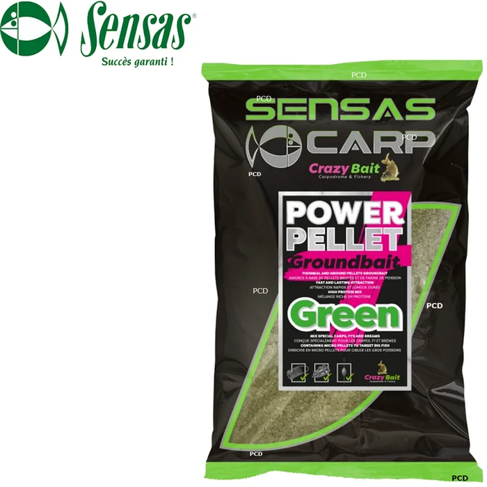AMORCE SENSAS BIG BAG GROUNDBAIT UK POWER PELLETS PLUS GREEN 2KG