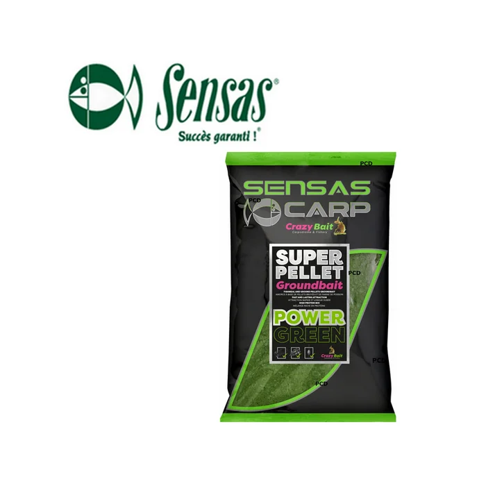 AMORCE SENSAS CRAZY BAIT SUPER PELLET GROUNDBAIT SENSAS POWER GREEN 1KG