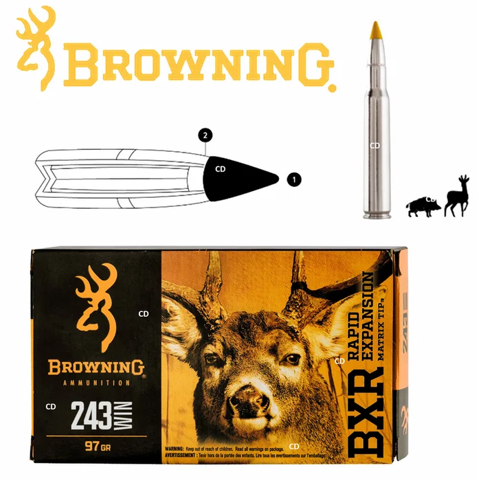 Balles Browning BXR 243 Win 97 Grains Par 20