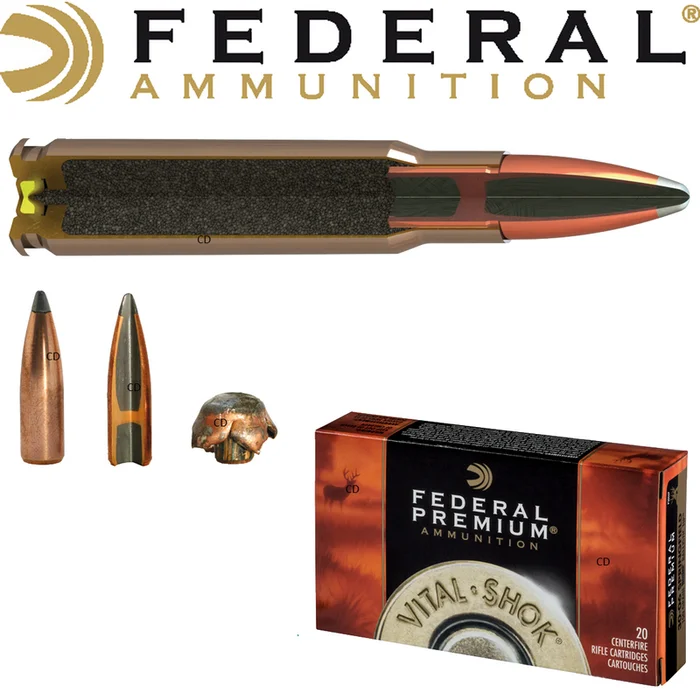 BALLES FEDERAL NOSLER PARTITION VITAL SHOK 300 WIN MAG 165 Grains PAR 20