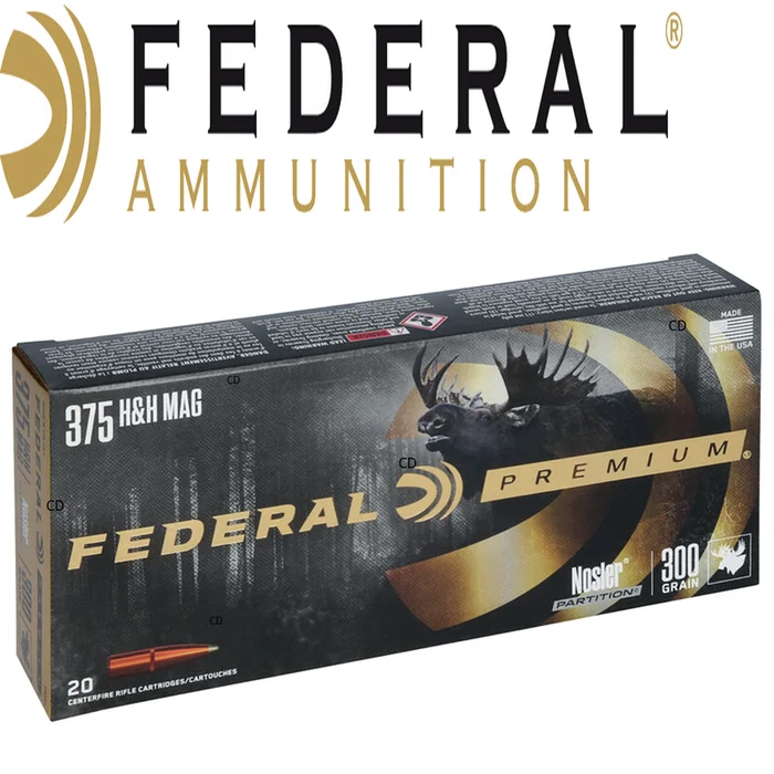BALLES FEDERAL NOSLER PARTITION VITAL SHOK 375 HH Magnum 300 Grains PAR 20