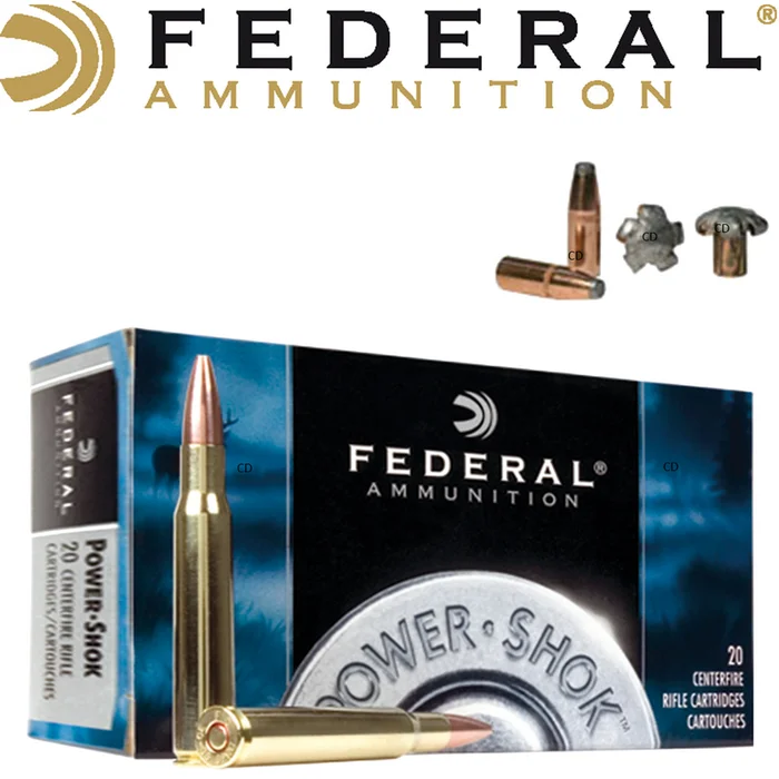 BALLES FEDERAL SOFT POINT POWER SHOK 30-06 Sprg 150 Grains PAR 20