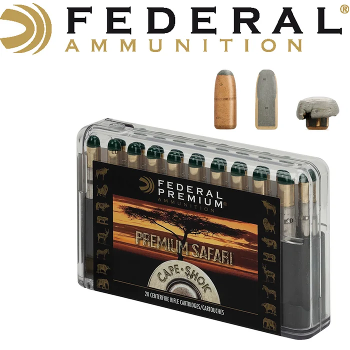BALLES FEDERAL WOODLEIGH WELDCORE CAPE SHOK 470 Nitro Express Soft Point 500 Grains PAR 20