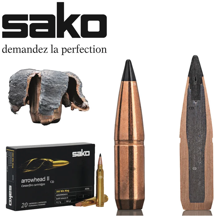 Balles Sako Arrowhead II SP 300WM 180 Grains Par 10
