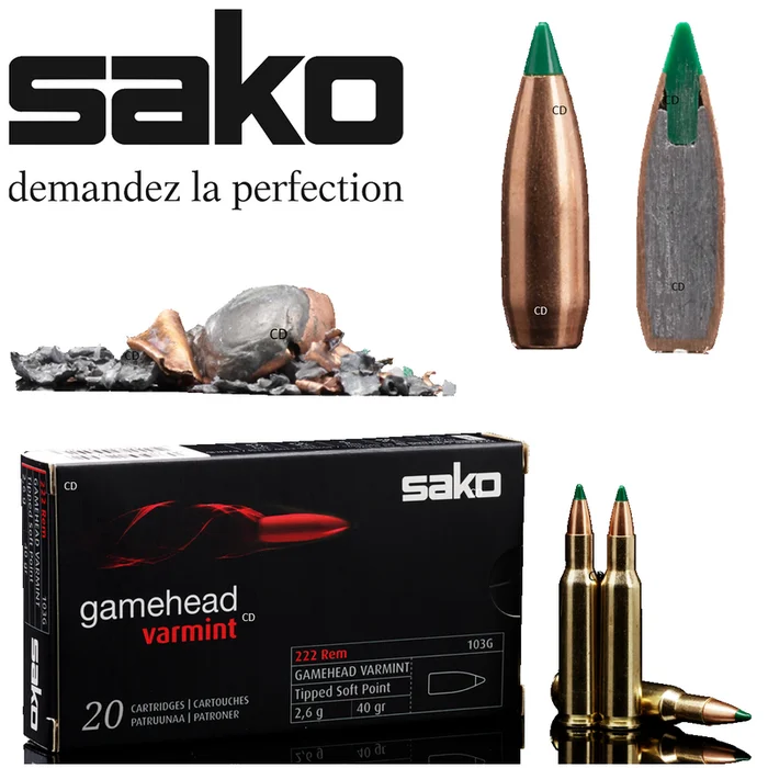 Balles Sako Gamehead Varmint 243 Win 69 Grains Par 20