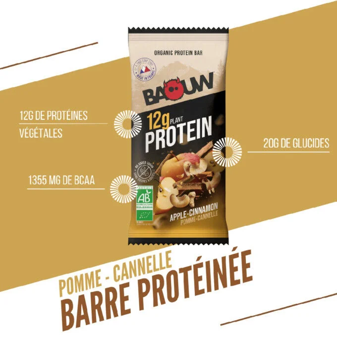 BARRE PROTEINE BAOUW BIO POMME CANNELLE 50G