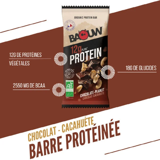 BARRE PROTEINE BIO BAOUW CHOCOLAT CACAHUETE 50G