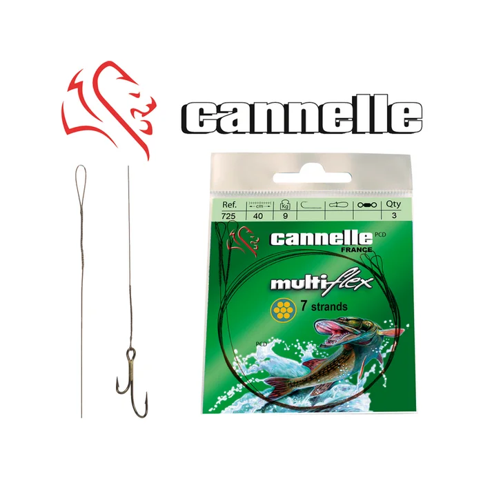 BAS DE LIGNE ACIER CANNELLE MULTIFLEX C722 40CM PAR 3