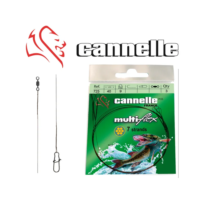 BAS DE LIGNE ACIER CANNELLE MULTIFLEX C728 40CM PAR 3