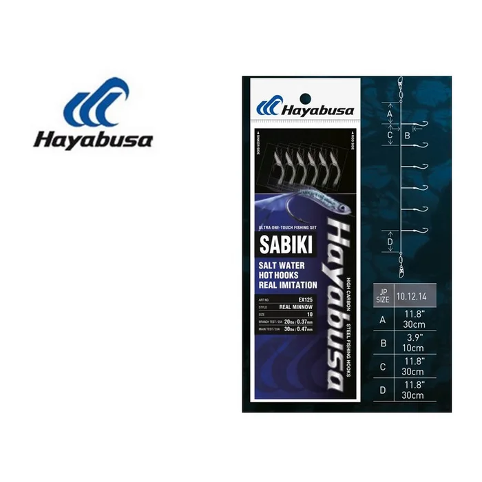BAS DE LIGNE MER SABIKI HAYABUSA EX125 TAILLE 4 PAR 6