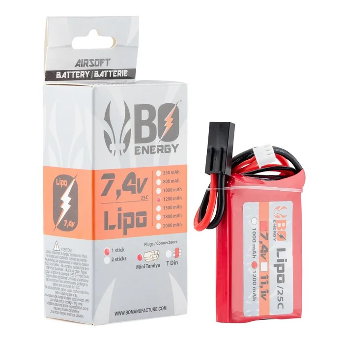 Batterie Lipo 2S 7.4V 1200mAh 25C BO MANUFACTURE – Mini Tamiya – Puissance Stable – Autonomie Fiable