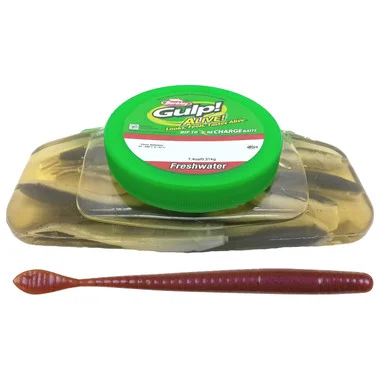 Berkley Gulp! Alive! – Seau d’une demi-pinte – Ver de terre de 4″ – Naturel