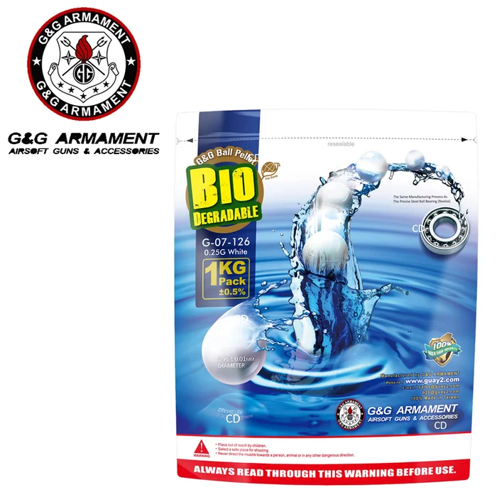 BILLES G&G ARMAMENT BIO BLANCHES 1KG 0.25G