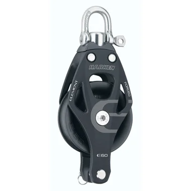 Bloc d&rsquo;élément en aluminium simple Harken de 60 mm avec émerillon et cosse