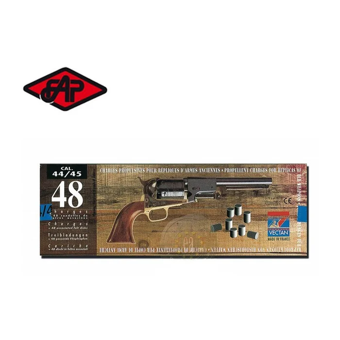 BOITE DE 48 CHARGES DE POUDRE NOIRE POUR REPLIQUES
