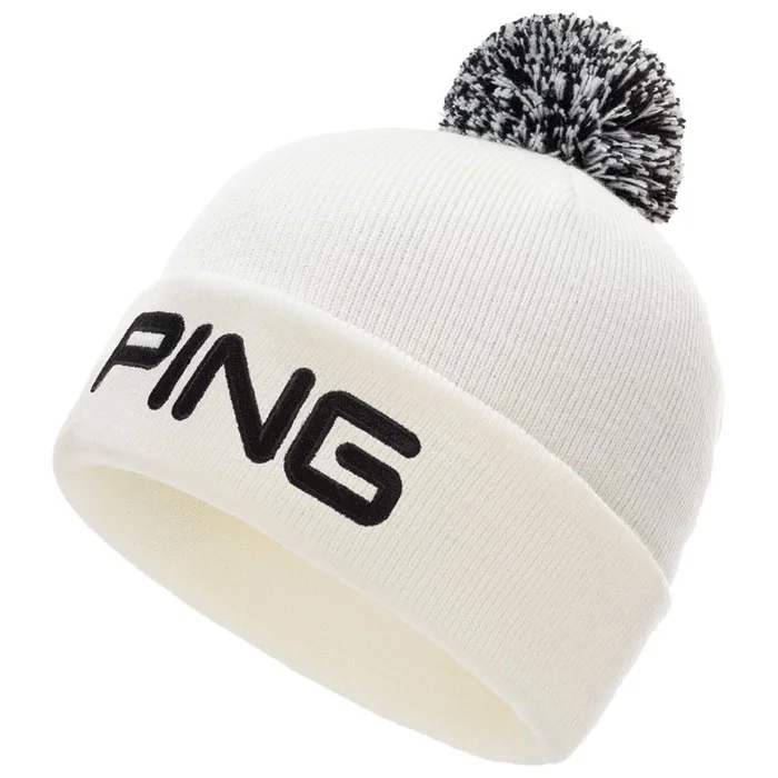 Bonnet Ping Classic Knit Bobble White Black