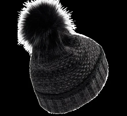 Bonnet tricot à pompon noir DEERHUNTER – Image 2