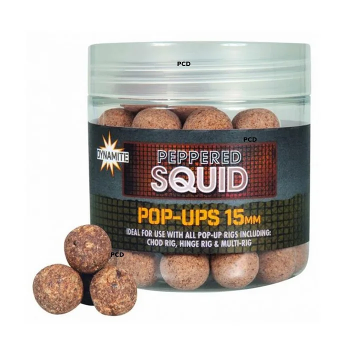 Bouillettes Flottantes Dynamite Baits Peppered Squid Foodbait Pop-Ups 15MM