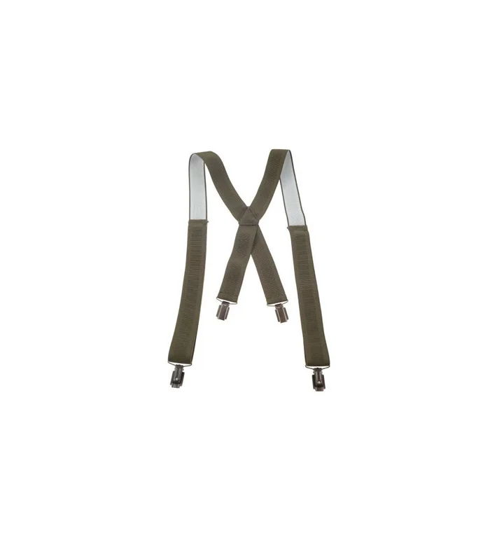 Bretelles sangle élastique verte januel, 4 pinces bronze, largeur 3,5cm