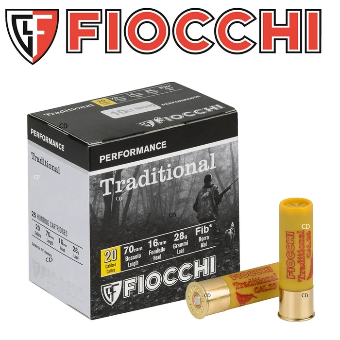 CARTOUCHES FIOCCHI TRADITIONNAL 20 /70 28G PLOMB N°10 PAR 25