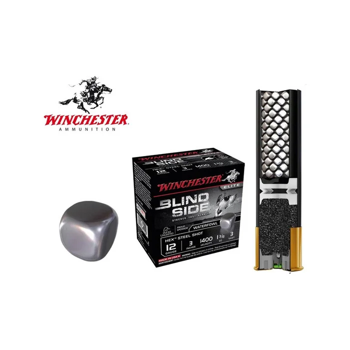 CARTOUCHES WINCHESTER GRENAILLES CUBIQUE BLIND SIDE MAGNUM CAL 20