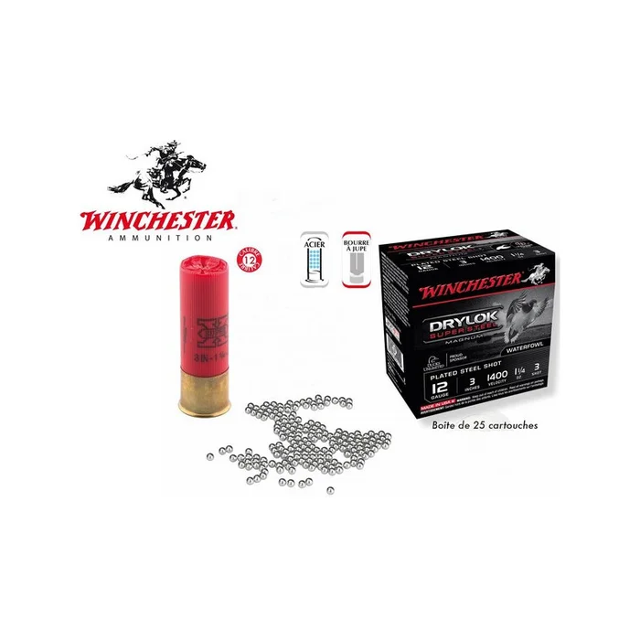 CARTOUCHES WINCHESTER SUPER X DRYLOK 12 /76 35G PAR 25
