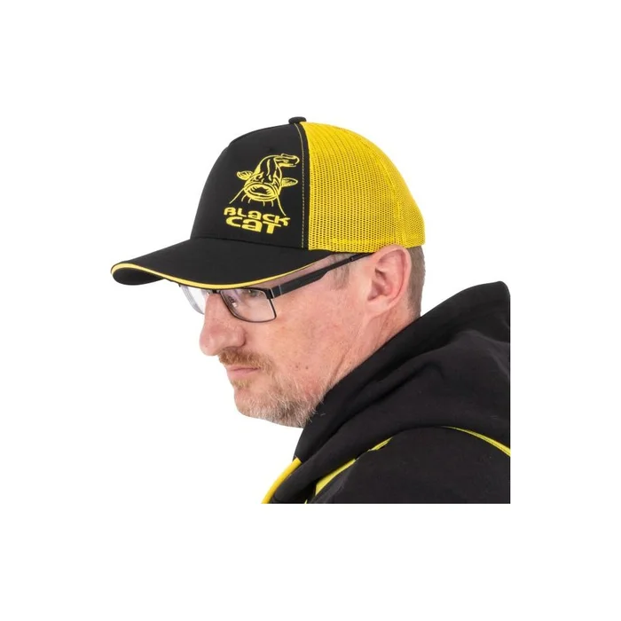 Casquette Black Cat Trucker Cap Noire et Jaune