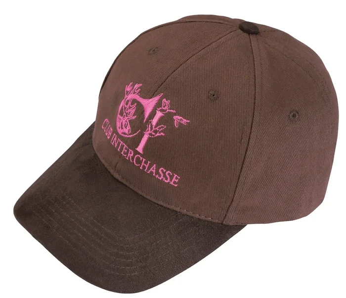 Casquette Eddy marron broderie rose CLUB INTERCHASSE