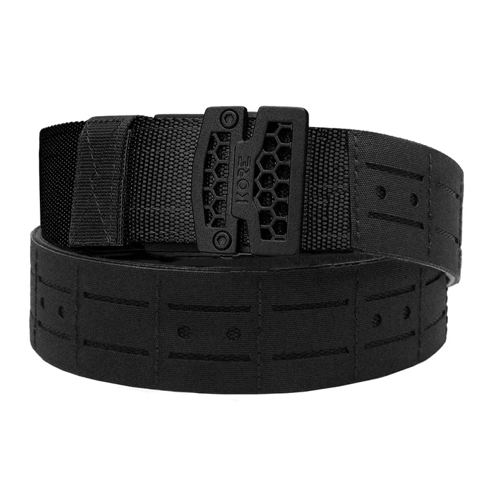 Ceinture de combat Laser cut micro réglable B1 + Sous-ceinturon rembourrée – Noir