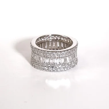 Charles Winston, argent sterling, baguette en zircone cubique et alliance ronde d’éternité