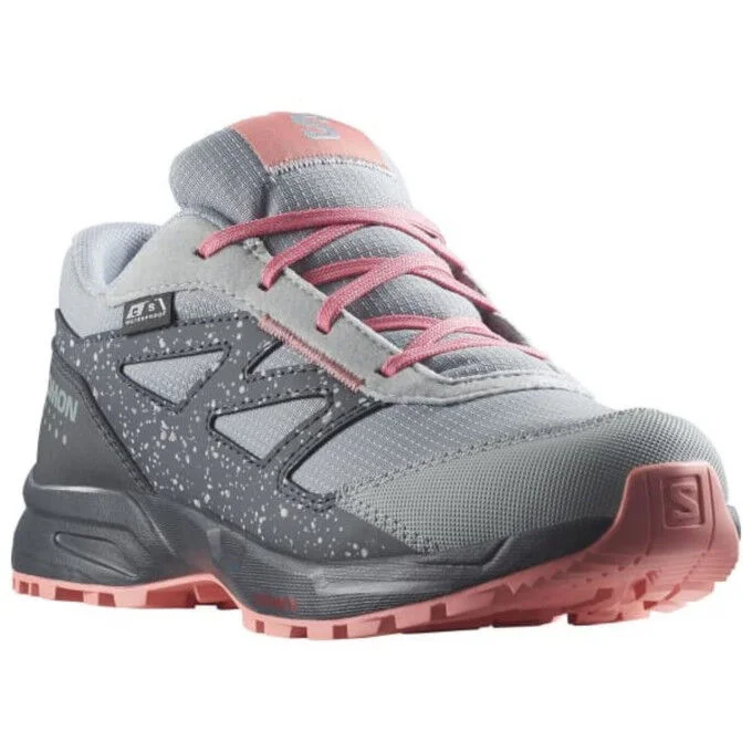 Chaussures de randonnee enfant Salomon OUTWAY CSWP – Carriere / Ebene / Ambre peche – Image 2