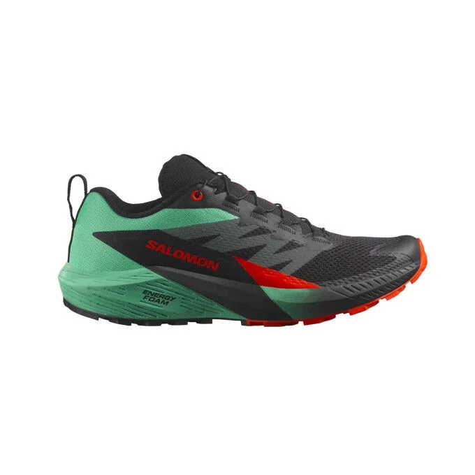 Chaussures de trail homme Salomon SENSE RIDE 5 – Noir / Baie / Tomate Cerise