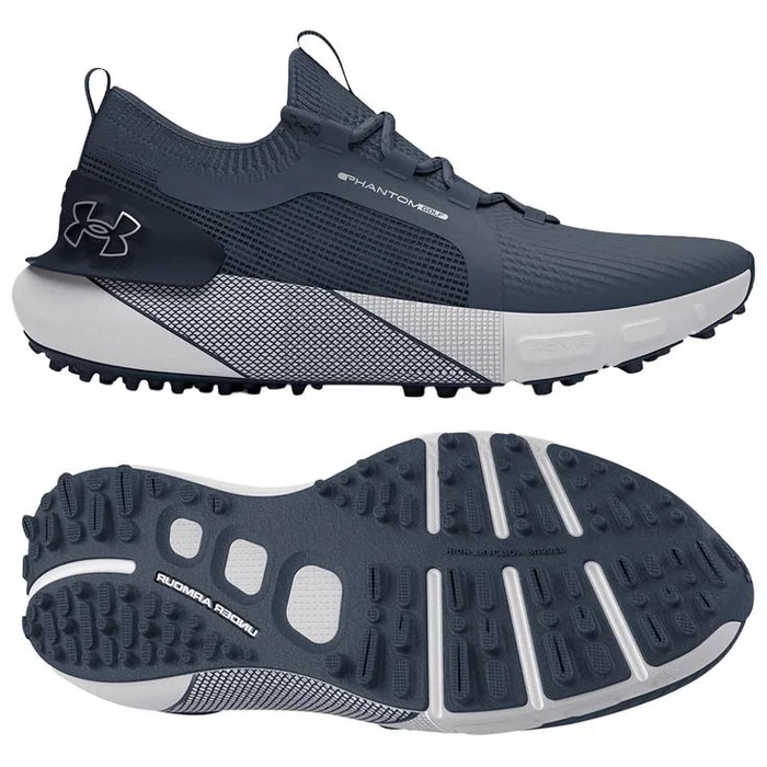 Chaussures sans crampons Under Armour Phantom Golf Downpour Gray Midnight Navy Metallic Silver