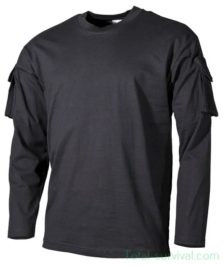 Chemise à manches longues US MFH avec poches sur les manches, noir