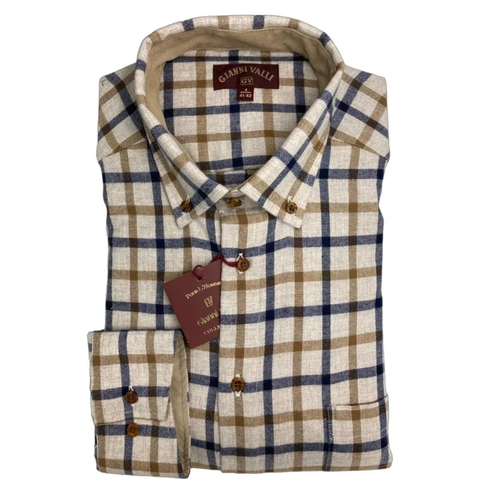 CHEMISE CARREAUX BEIGE BLEU