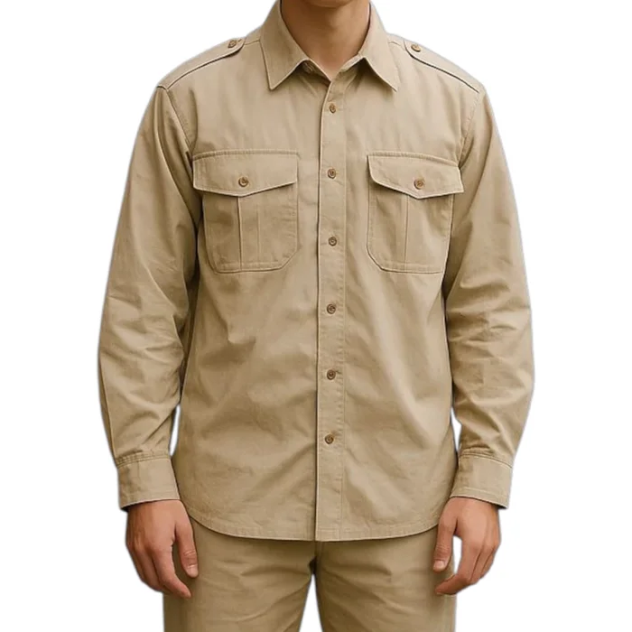 Chemise de Service Sable Tissu Épais – Armée Hollandaise