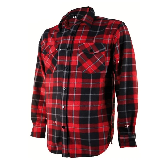 Chemise Polaire Homme Treeland A Carreaux T500 Rouge Et Noire