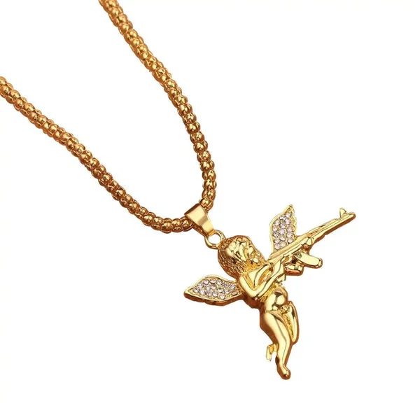 COLLIER MILITAIRE – ANGE DE GUERRE (OR)