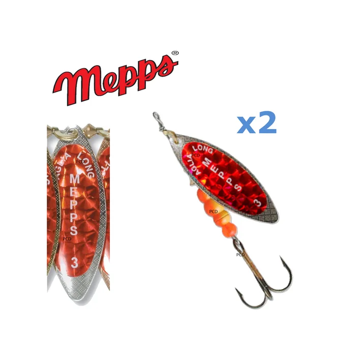 Cuillers Mepps Aglia Long Redbo Argent Par 2