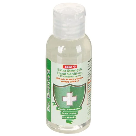 Dr. Brown’s Gel désinfectant pour les mains 50 ml, 80% d’alcool